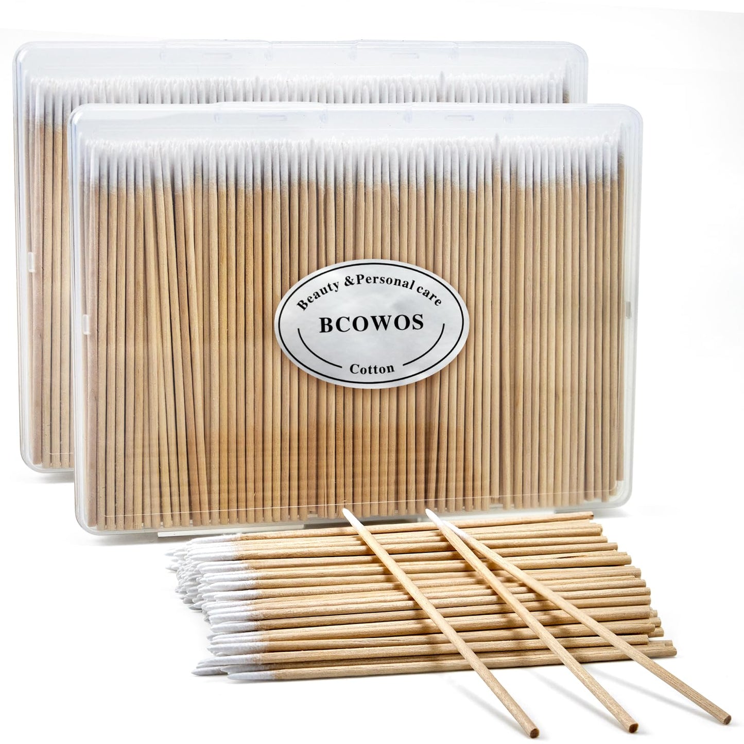 800PCS Pointed Cotton Swabs with Storage Case - 4 inch Microblading Precision Tip Cotton Swabs with Wooden Sticks - for Makeup, Tattoo Permanent Supplies