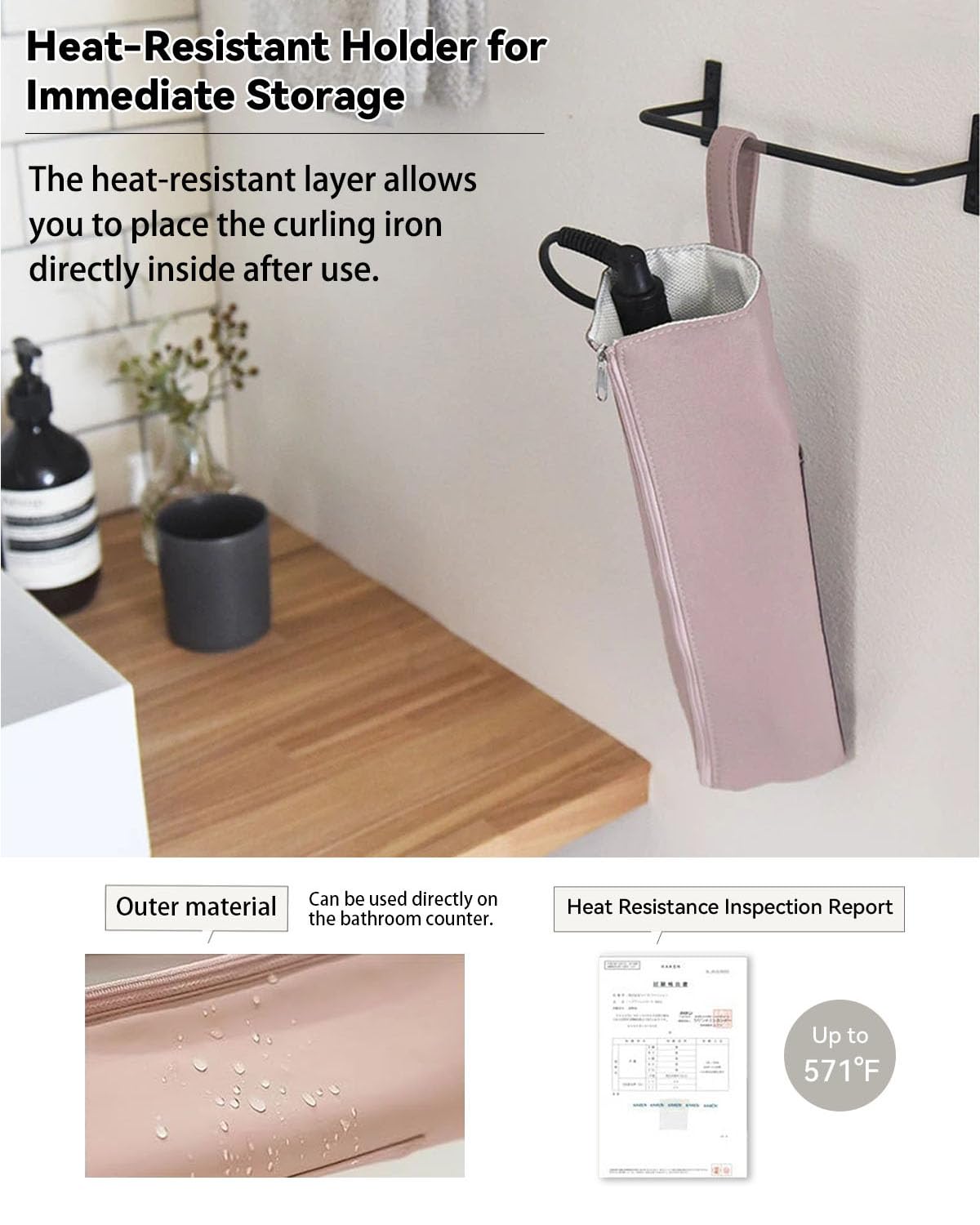 Heat Resistant Travel Bag for Curling Iron & Flat Iron - Hair Tool Organizer for Home & On-the-Go