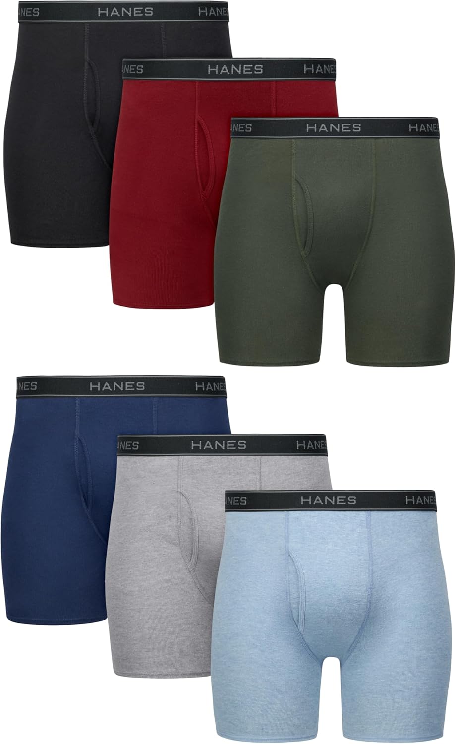 Hanes Men's Boxer Briefs - Cool & Breathable Cotton, Moisture-Wicking, No Ride-Up | 3-Pack