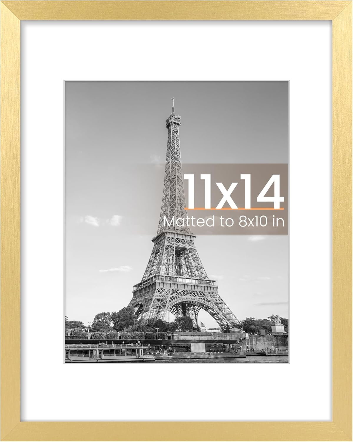 Upsimples 11x14 Picture Frame - Display 8x10 Photos with Mat or 11x14 Without Mat | Black Wall Hanging Frame