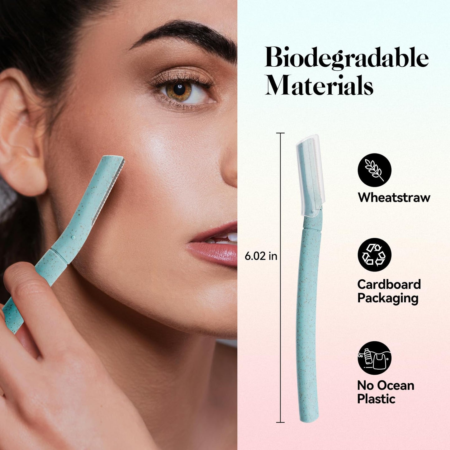 EROWZOLA Dermaplane Razor for Women, 6 pcs Eyebrow Razors for Women face, Eyebrow Trimmer with Protective Silicone Cover, Facial Hair Removal Shaver, Wheat Straw Dermaplaning and Skin Care Tool