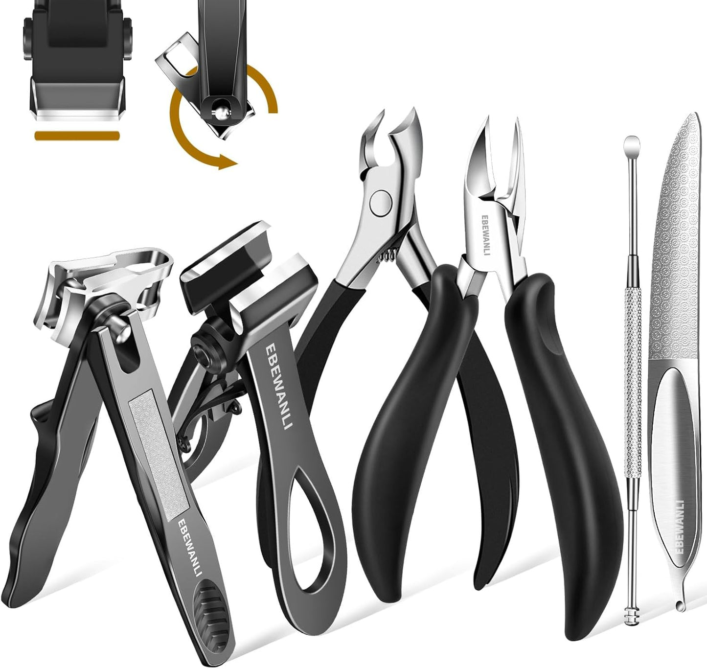 Podiatrist Toenail Clippers for Seniors | Thick Nail & Ingrown Toenail Set - Ergonomic Design