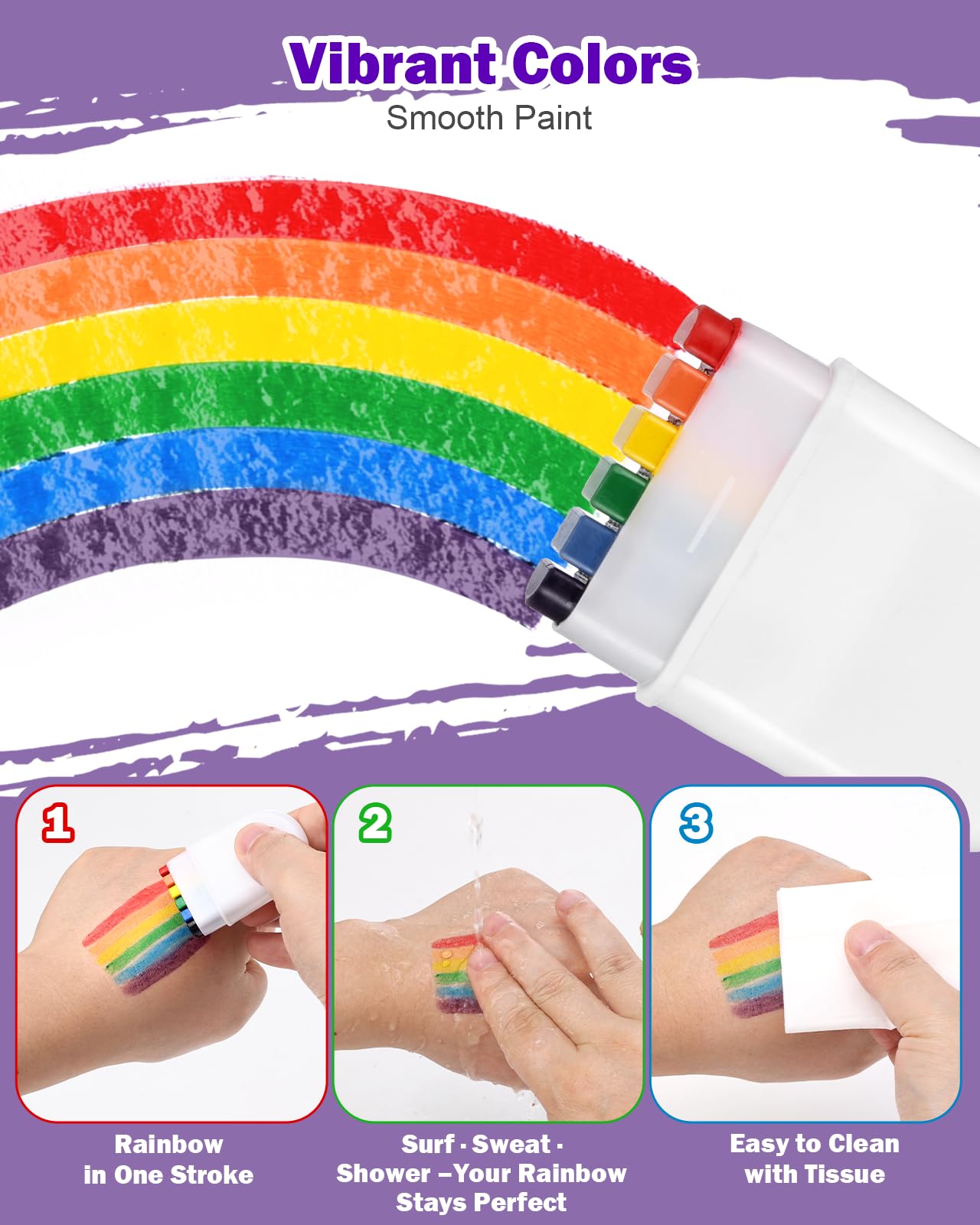 Pride Rainbow Face Paint Kit 2 Pack Pride Face Paint Sticks, 12 Pride Temporary Tattoos, 100+PCS Pride Stickers for Gay Pride Parade, Pride Day and Party Cosplay, LGBTQ Celebrations