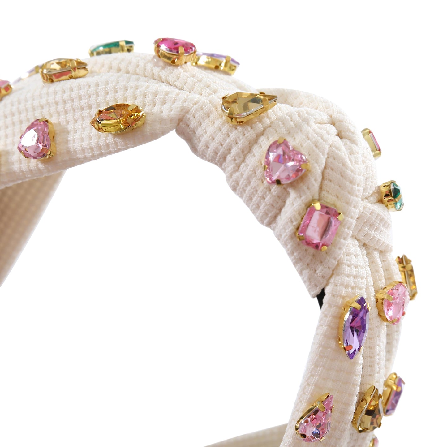 Gmmidea Jeweled Knotted Headband for Women Girls Sparkly Crystal Rhinestone Headband Wide Top Knot Women's Embellished Hairband Hair Accessories