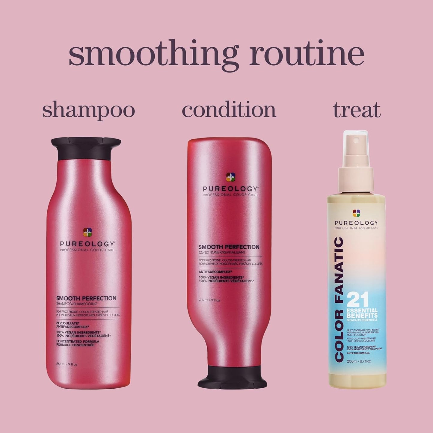 Pureology Smooth Perfection Shampoo - Frizz Control for Color-Treated Hair | Sulfate-Free & Vegan Formula