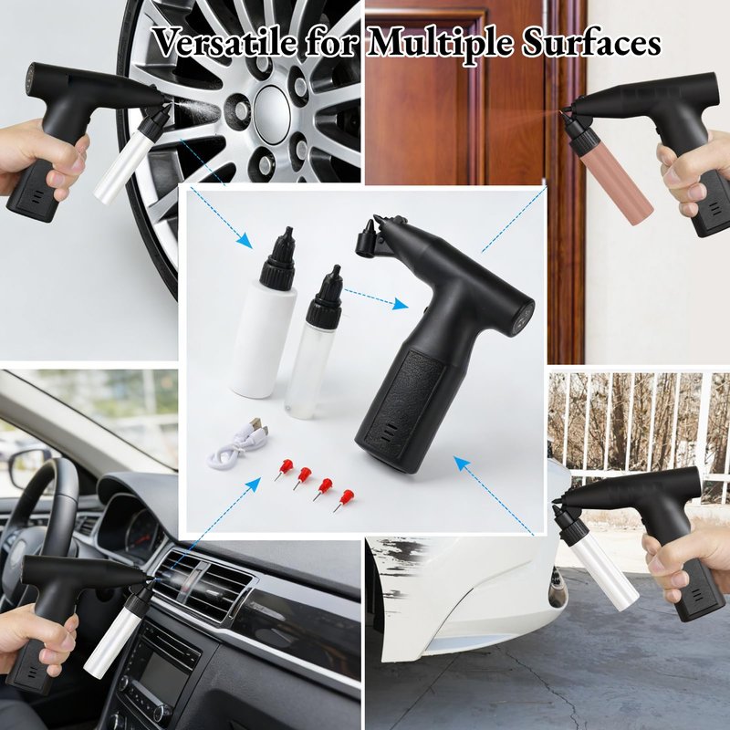 AUNMAS Rechargeable Electric Paint Sprayer, 5mm Spray Width Powerful Motor with Long Battery Life for Car Interior, Furniture