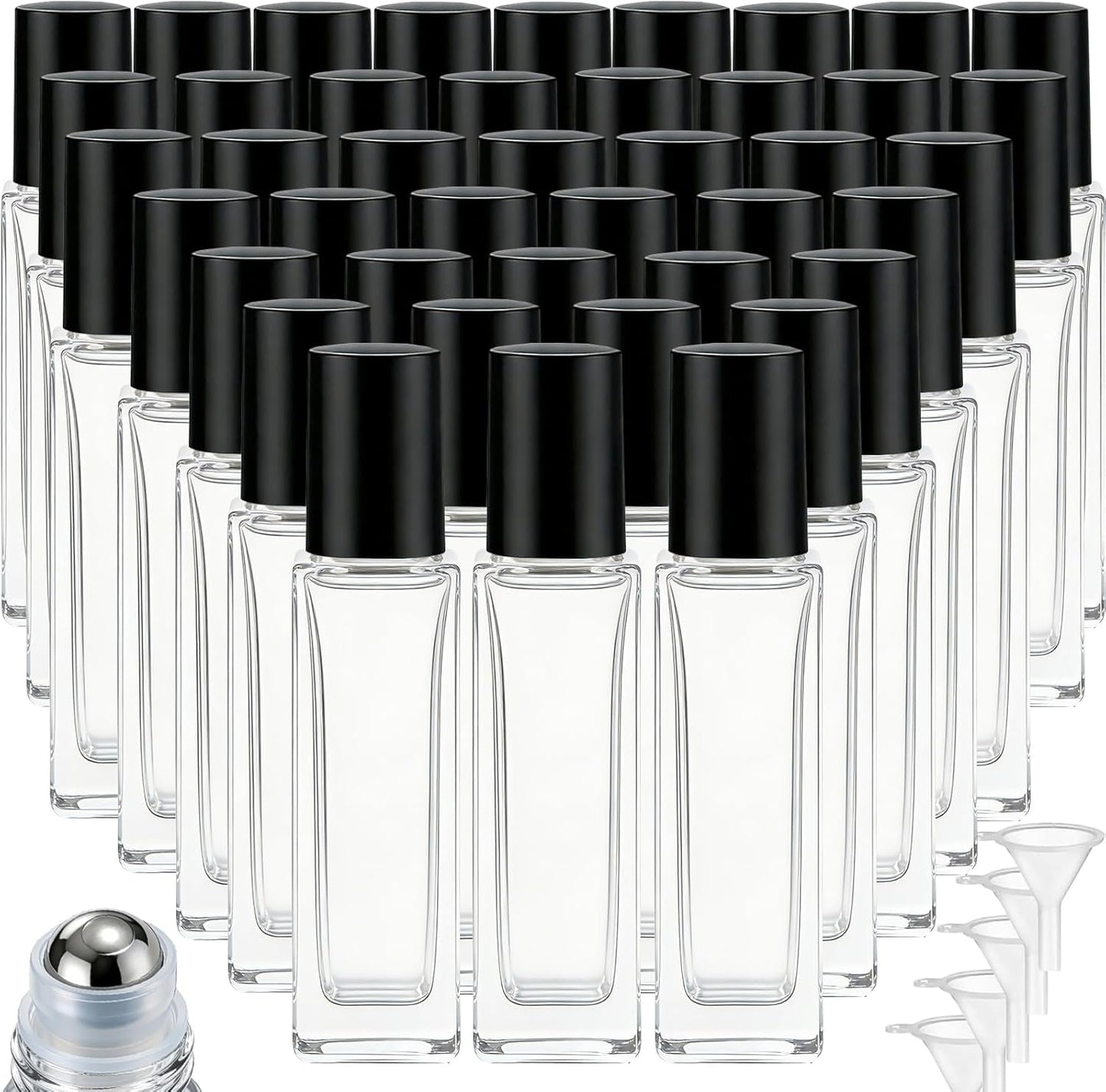 Essential Oil Roller Bottles - 100 Pcs 10 ml Thick Glass with Stainless Steel Balls | Leakproof & Travel-Friendly