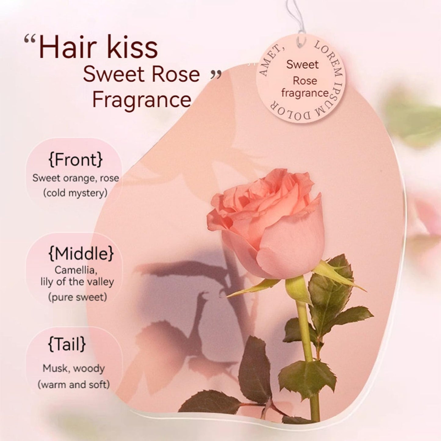 CLY AMS Hair Perfume,Hair Perfume Oil with Rose Makes Hair Smooth Split-Free Shiny and Not Easy to Break,Suitable for Frizzy Hair Damaged Hair Due to Perm and Dyeing