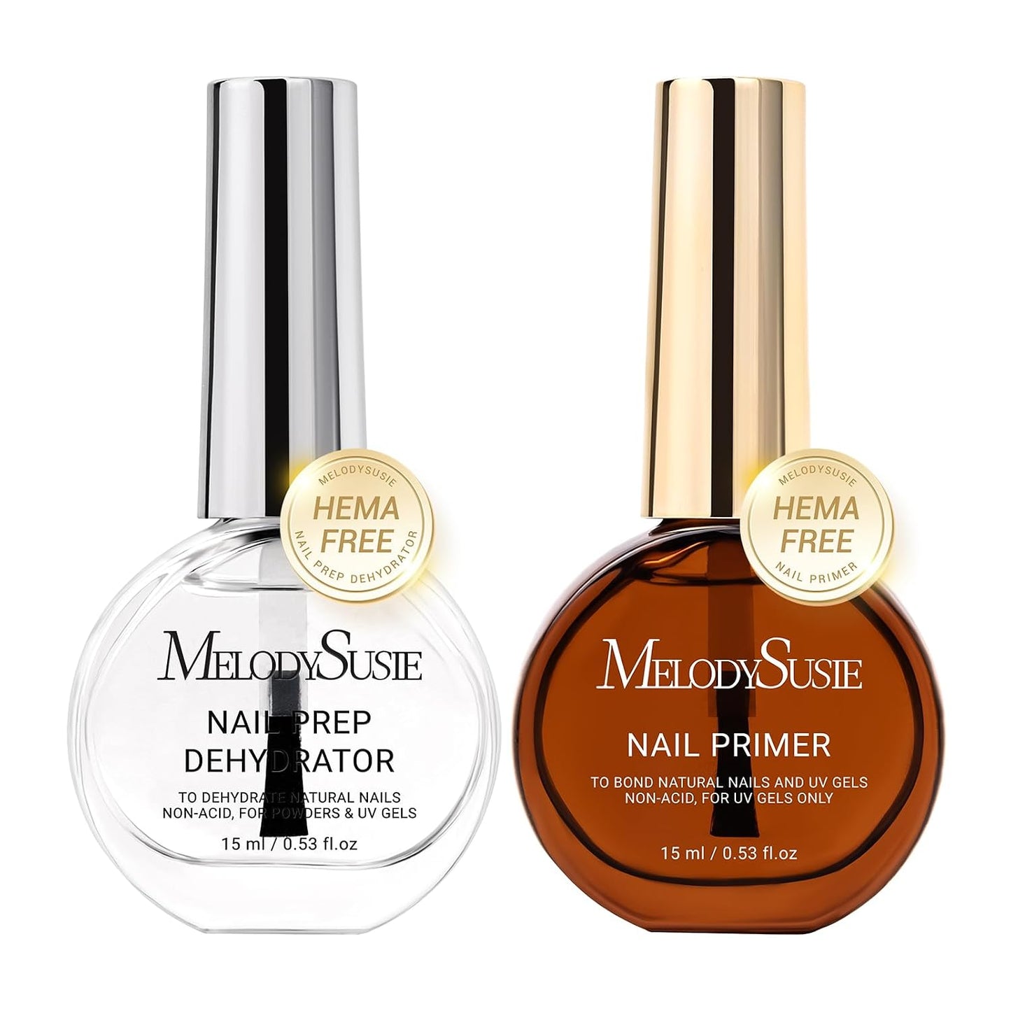 MelodySusie Nail Dehydrator & Primer Set | Long-Lasting Shine Manicure Kit - 4 Pcs, 15ml Clear