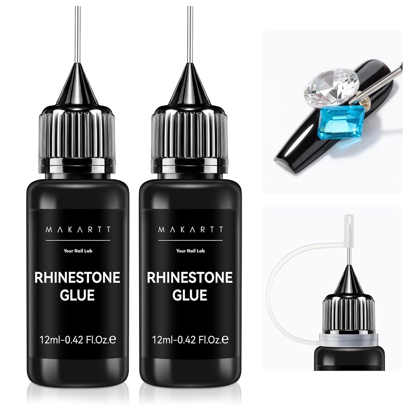 Rhinestone Nail Art Glue - Strong Hold 3D Gel for Charms & Gems | UV Cured, 2 Pcs Set