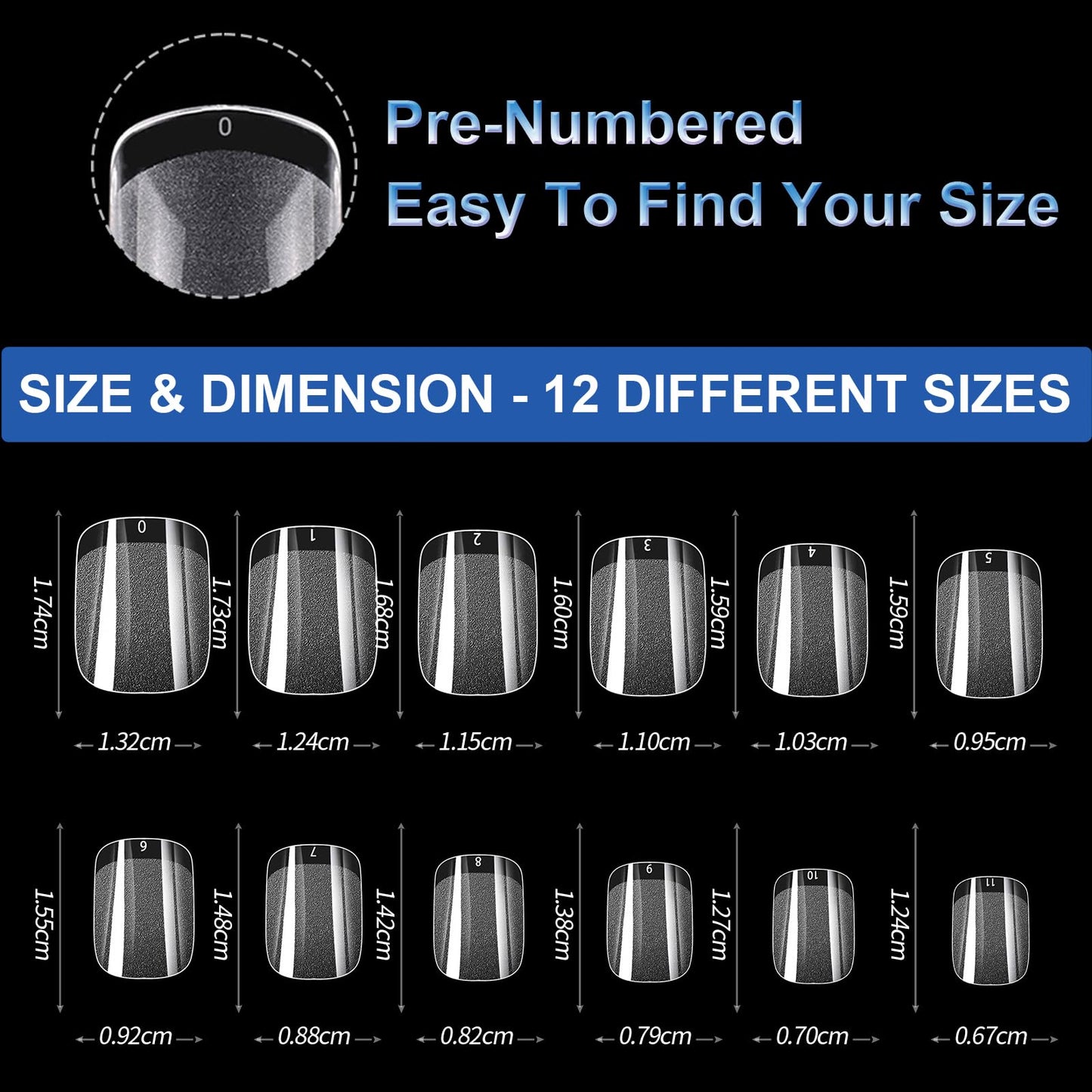 BlueZOO Soft Gel Nail Tips Extra Short Square Nails, 600Pcs Full Cover Half Matte Acrylic Nail Tips Clear Press On Nails for Extension Nail Manicure Home DIY Salon Fake Nails, 12 Sizes