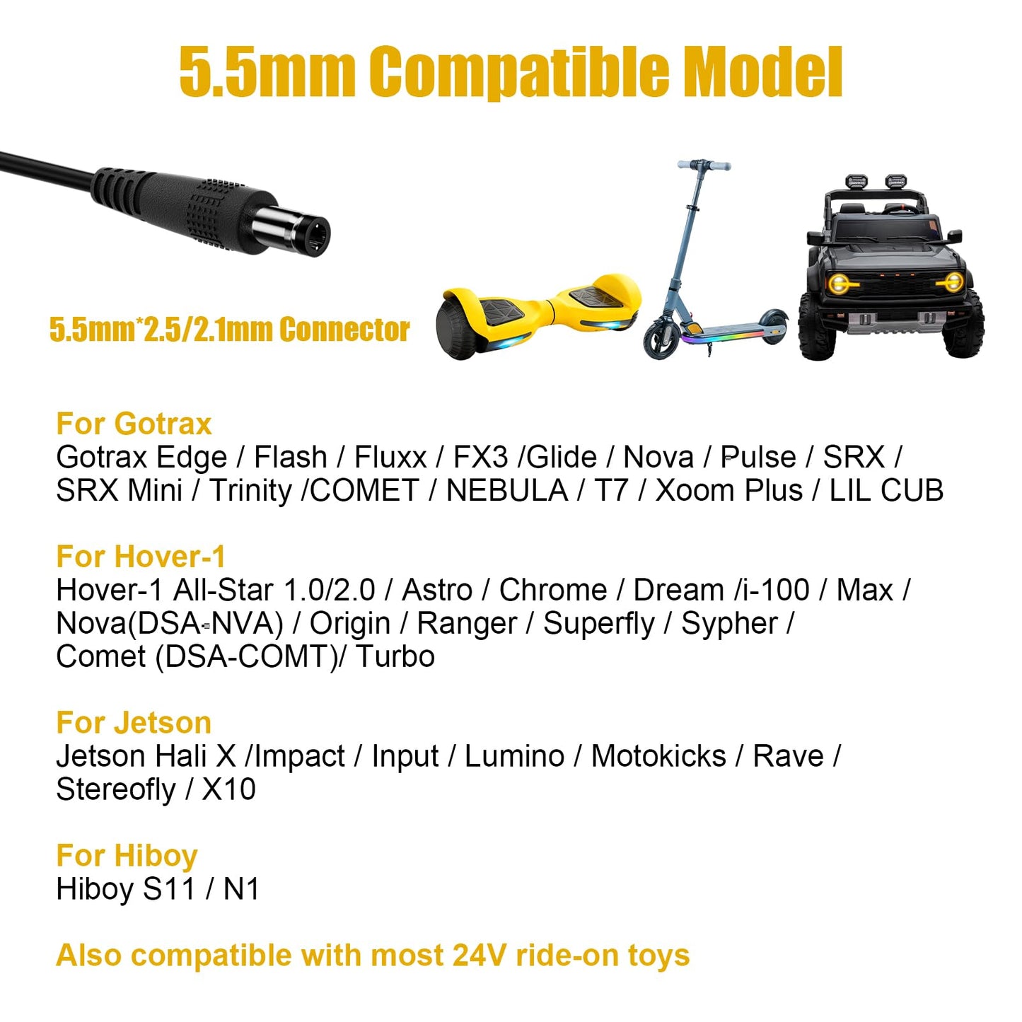 Carsty Wheelchair Charger & Mobility Scooter Charger | Universal 24V 2A Fast Charging | Safety-Certified 3-in-1 Solution (Hoverboard Compatible)