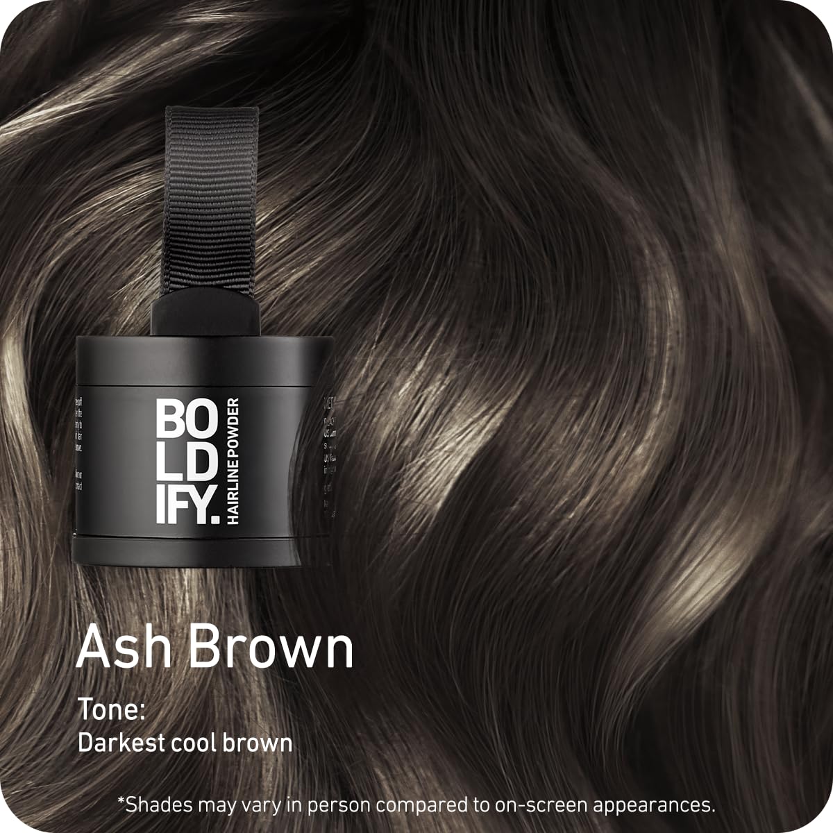 BOLDIFY Hairline Powder - Water-Resistant Gray Coverage Hair Color | Mess-Free Ash Brown, 24-Hour Stain-Proof Solution
