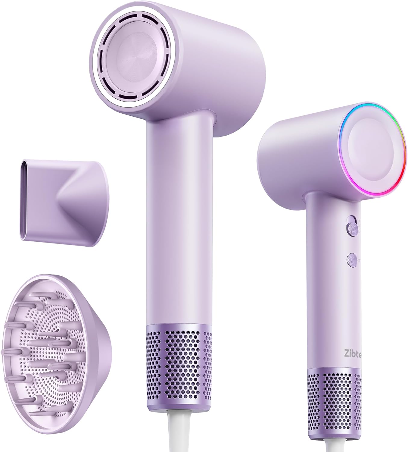 High-Speed Hair Dryer - 160,000 RPM Brushless Motor for Fast Drying | Ionic Frizz Control, Low Noise, Diffuser Included, White