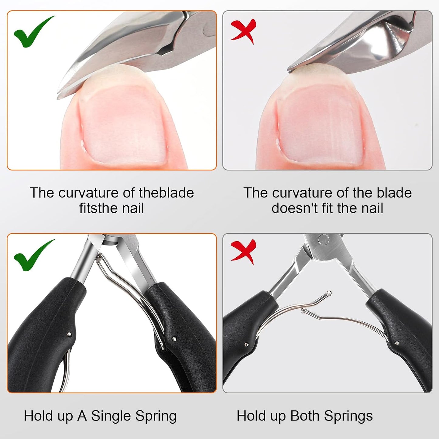 Toe Nail Clippers for Thick Nails - German Stainless Steel Heavy Duty Ingrown Nail Cutter | Long Handle, Black