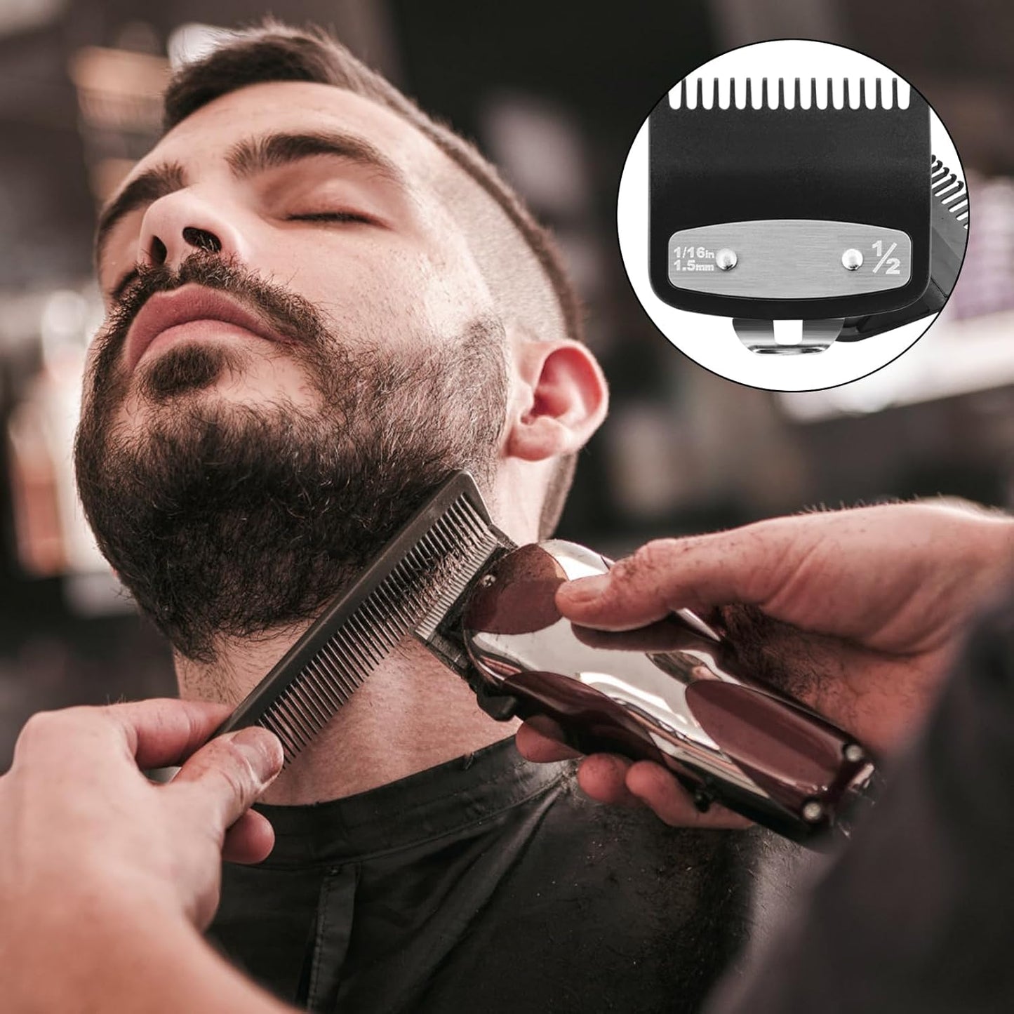 Wahl Clipper Guards Set - 2 Pack Metal Guide Comb Attachments | 1/16" (1.5 mm) for Barbers & Stylists - Black