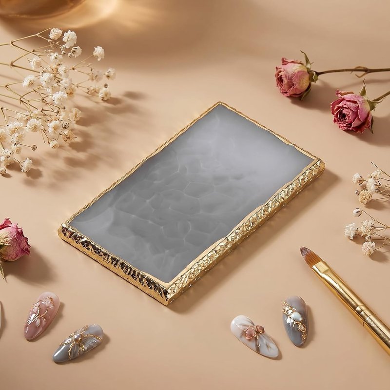 Resin Nail Art Palette - Nail Color Mixing Plate for Creative Designs | Gray