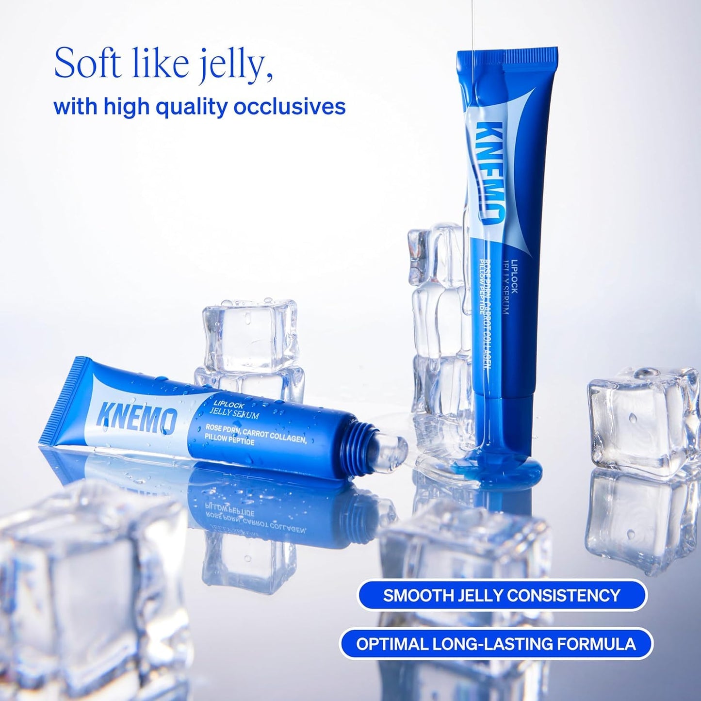 LipLock Jelly Serum for Dry Lips - Hydrating, Plumping Glossy Mask with Rose PDRN & Carrot Collagen | Crystal Clear