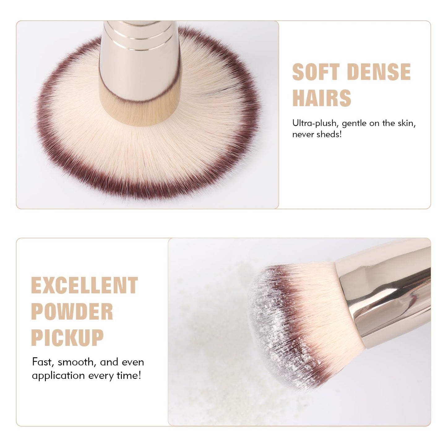 Dual-Ended Foundation Brush: Round & Angled makeup brushes, 100% Vegan Synthetic Makeup Brush for Flawless Blending and Application of Liquid, Powder, Cream, Blush