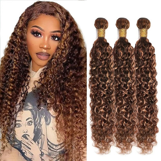 34 34 34 Inch 4/30 Color Human Hair Bundles 4/30 Water Wave Wave Bundle 300g Brazilian Virgin Hair 3 Bundles/pack Ombre Human Hair Extensions