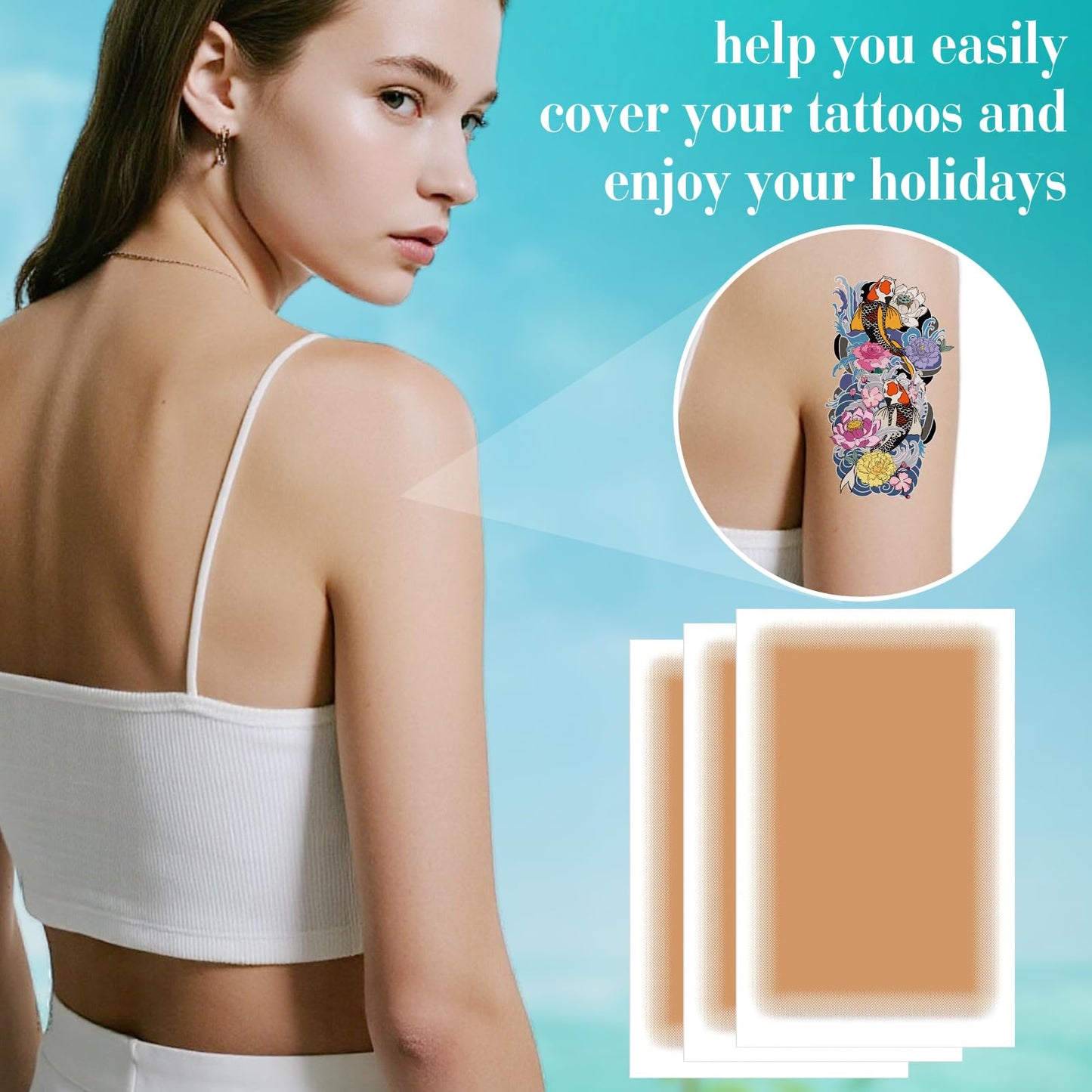 Rose Romee Waterproof Tattoo Cover Up Patch - Ultra-Thin Body Tape for Tattoos, Scars & Birthmarks | Invisible Concealer Makeup | Cut-to-Fit Dark Skin Tone | Long Wear