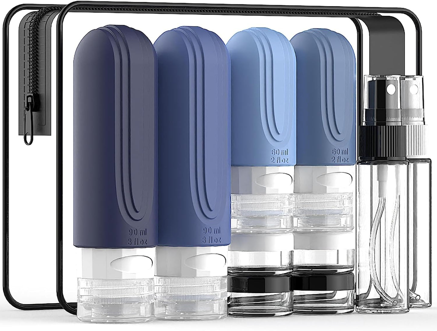 Travel Bottles for Toiletries - TSA Approved Leak Proof Silicone Set | 10 Pack Gray Containers