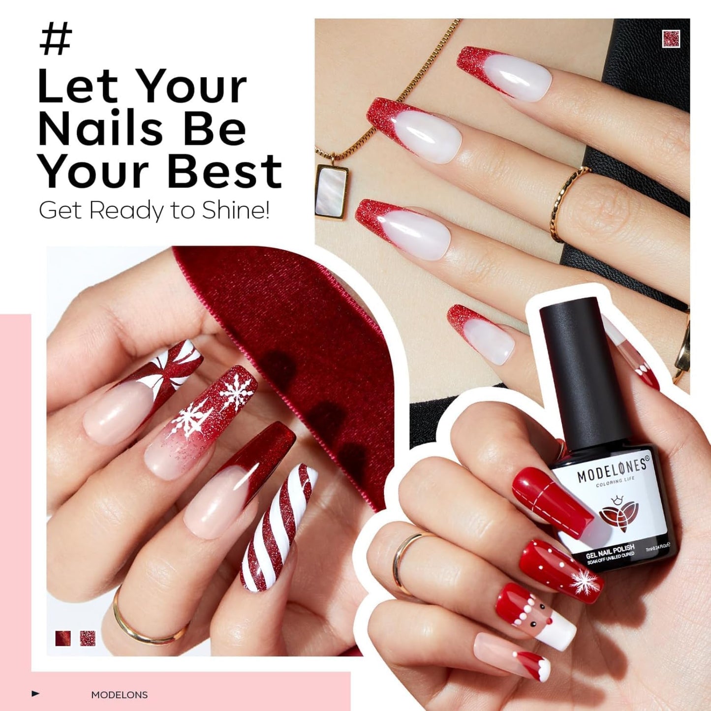 modelones Red Gel Nail Polish Set - 6 Colors 2026 Mothersday Ruby Glitter Cat Eye Magnetic Gel Polish Burgundy Red Sparkle Bloody Nail Polish Kit Soak Off LED Manicure Nail Art DIY Gift