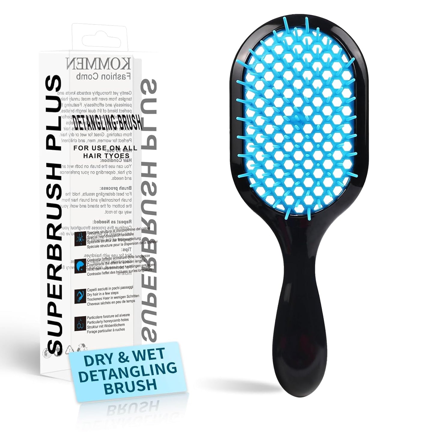 Detangling Brush - Gentle & Effective Hair Detangler for Wet or Dry Hair | Ultra-Light, Ventilated Design (Black)