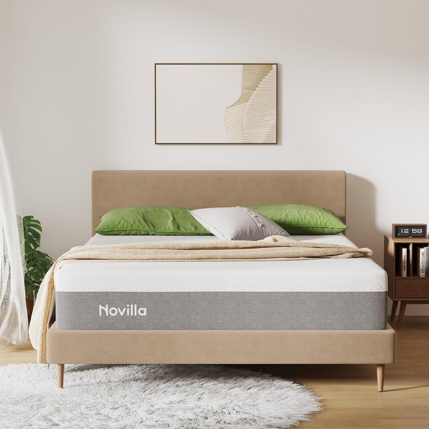 Novilla Bliss Queen Size Mattress - 12" Gel Memory Foam for Cool Sleep & Pressure Relief | Medium Plush Feel