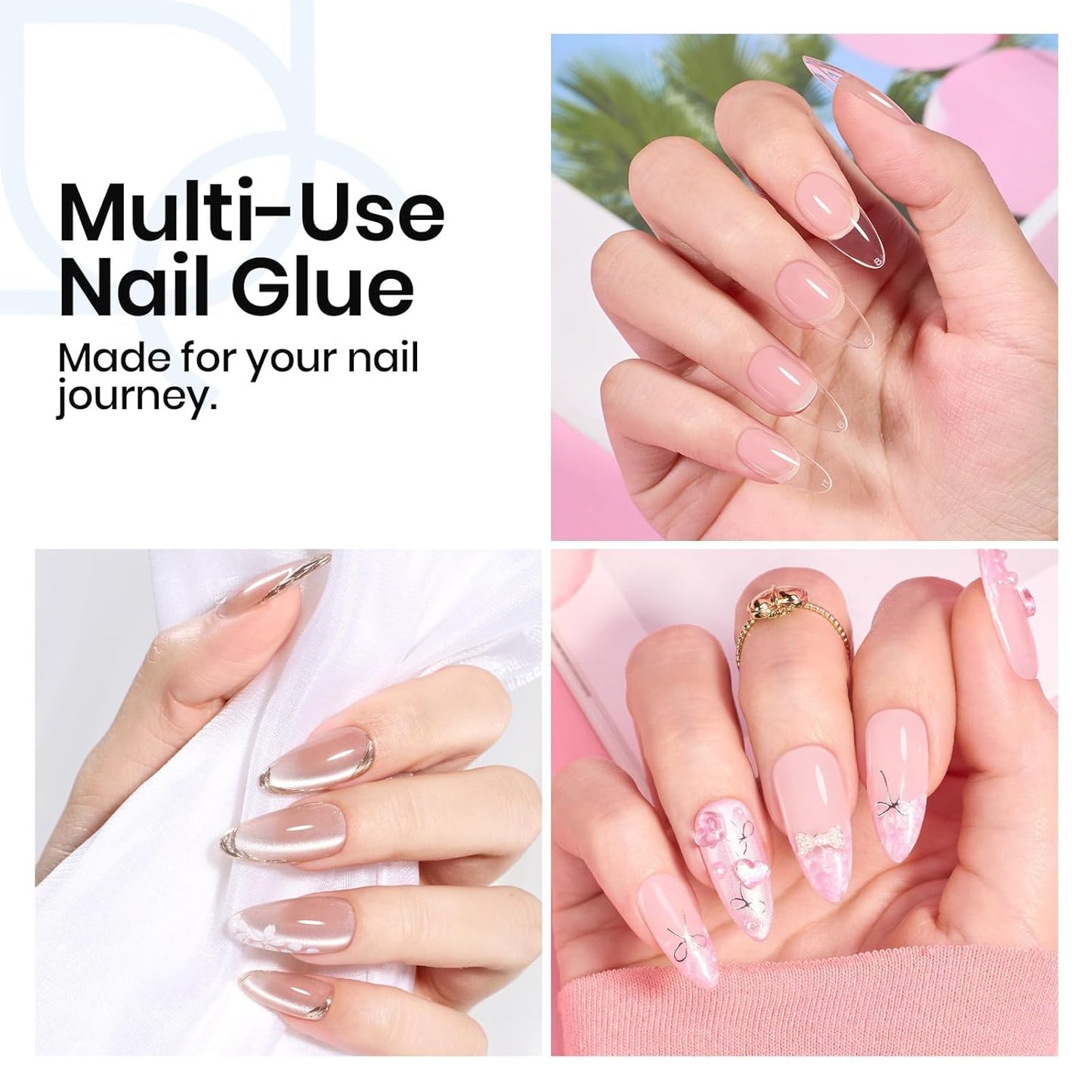 Beetles Nail Glue Gel - HEMA-Free 15ml for Acrylic Tips & Press-On Nails | Super Strong UV Formula, Long-Lasting DIY Kit