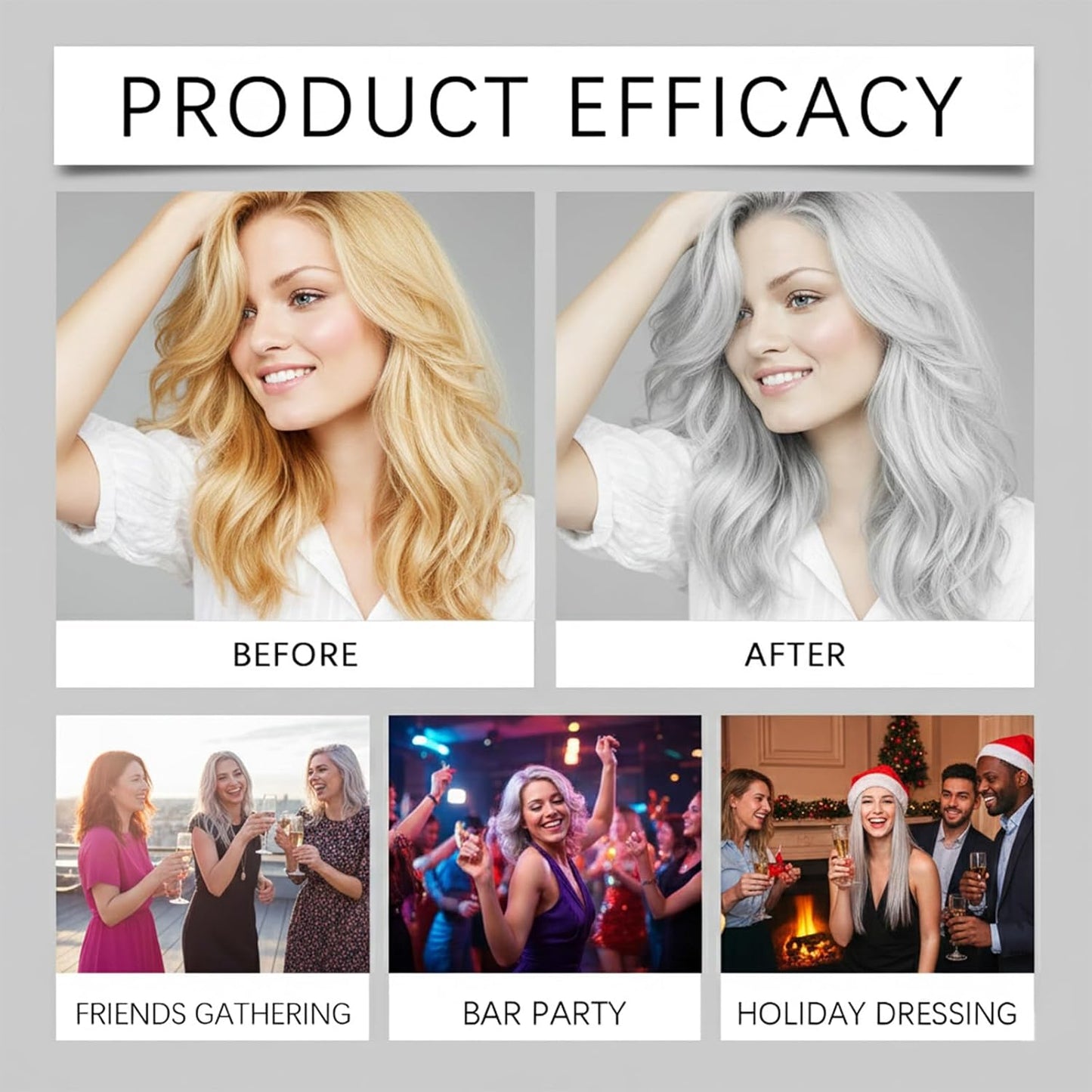 Silver Gray Hair Color Dye | Plant-Infused Nourishing Formula for Light Hair - 2 Pack, Vibrant Long-Lasting Tone
