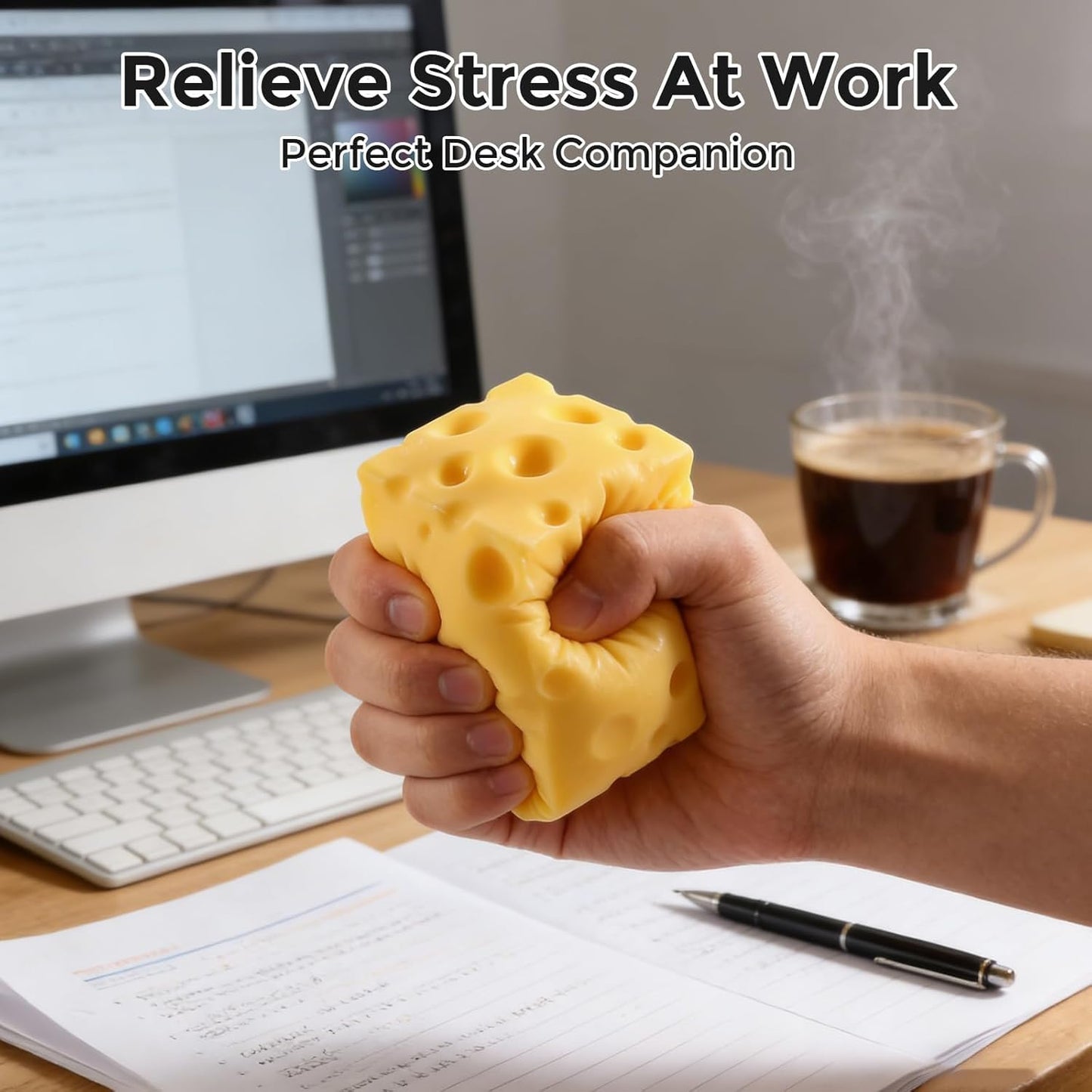 Slow Rebound Cute Butter Squeeze Stress Balls, 2026 New Squeeze Ball Realistic Butter Stick Soft Squeeze-Toys, Upgrade Stress Relief Fidget Toys Wet Slow Rebound Stress-Relief-Toy Yellow 2.4 IN