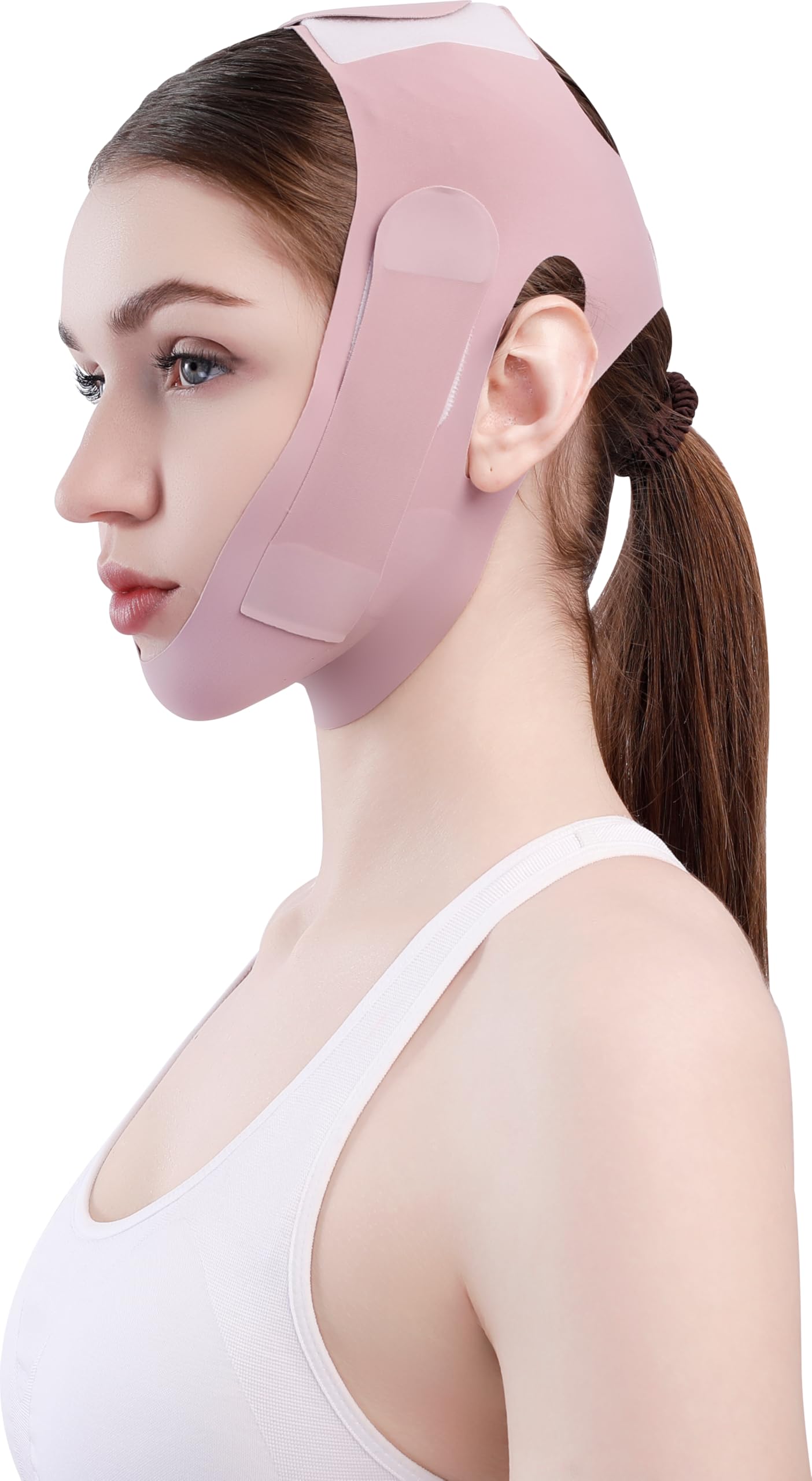 Facial Slimming Strap for Sleeping,Adjustable Chin Strap,Jaw Strap,Jawline Shaper, Mask Chin Up Mask V Shaped Face Mask, Jaw Exerciser,Reusable chin strap,Rose Red