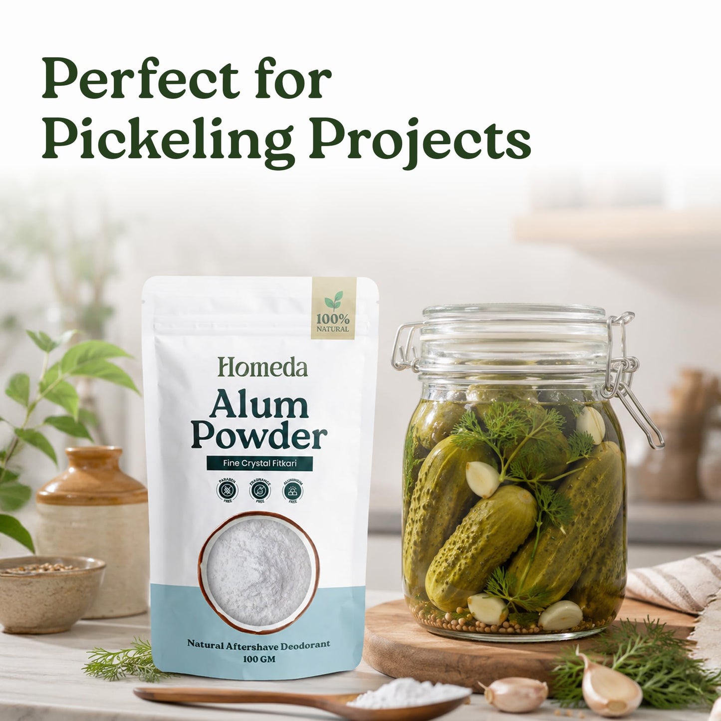 Alum Powder for Skin, Piedra de Alumbre en Polvo (3.5 oz - 100g), Fitkari Alum Stone for Face, Granulado Alumbre para Lavado Intimo, Tawas Allum Salt Spice