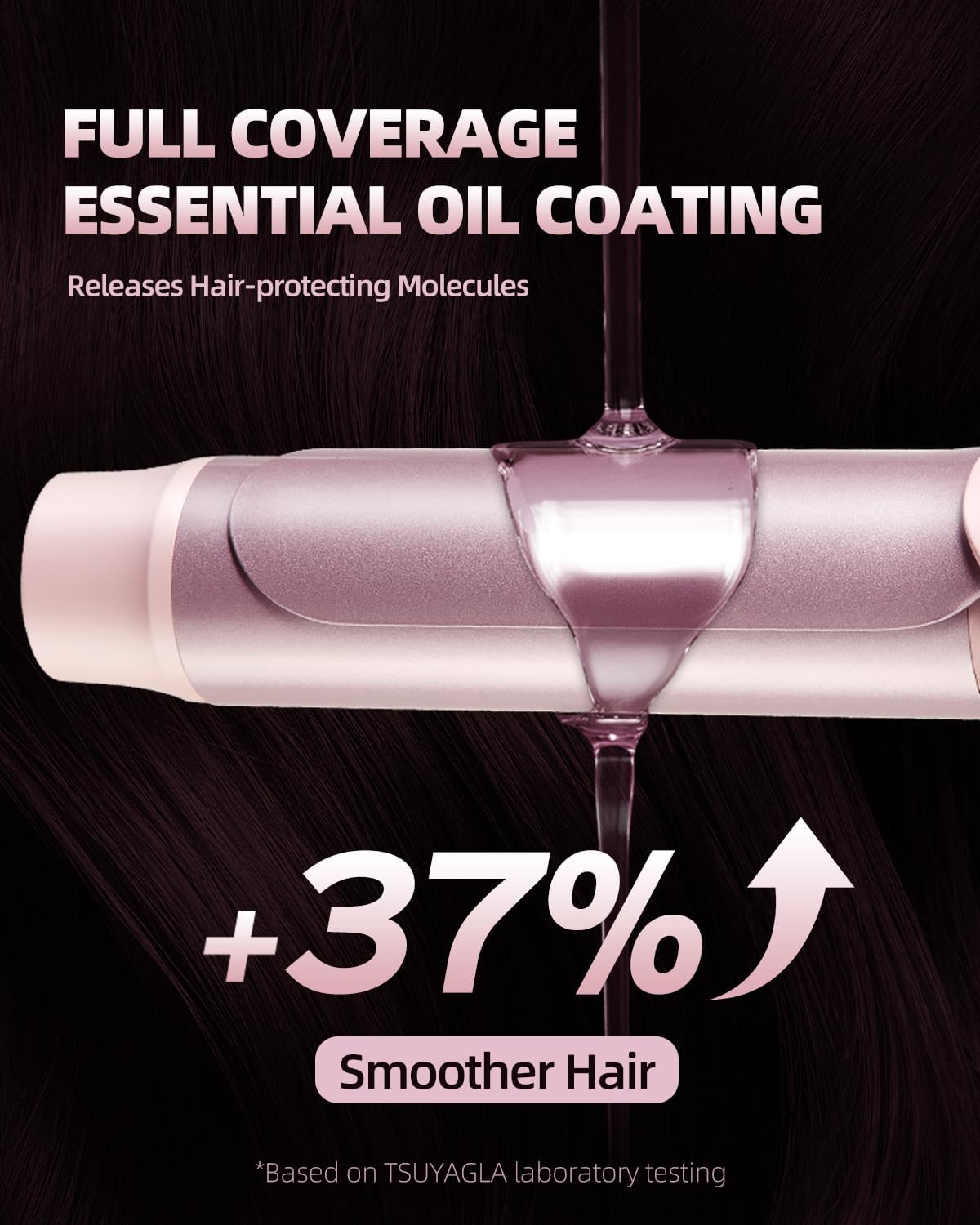 Large Hair Curling Wand - 1.6 Inch Ionic Ceramic Curling Iron with Auto Shut-Off & 3 Temp Settings | Pink