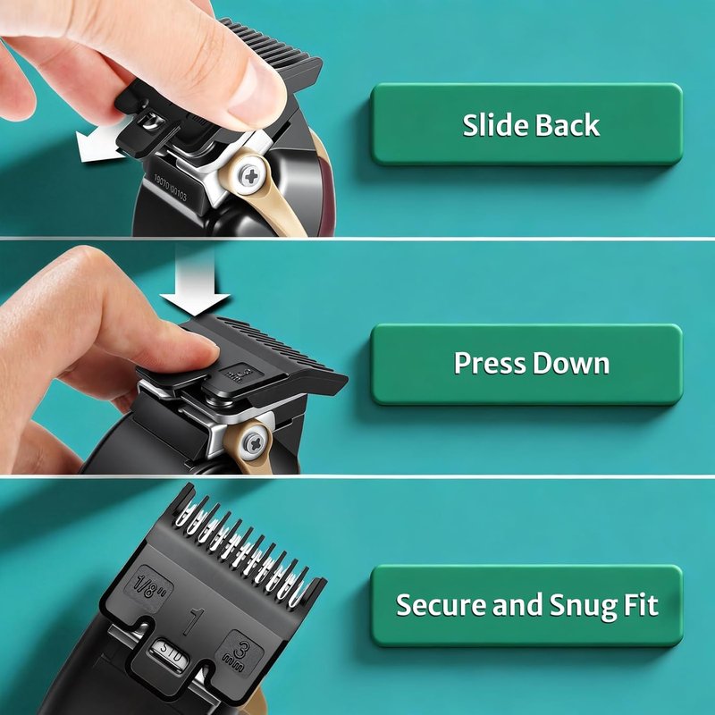 Clipper Guards Set - Compatible with Wahl Clippers | 10-Piece Replacement Guide Set, 1/16" to 1" Black