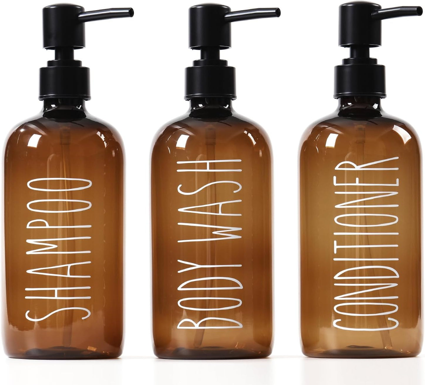 Shampoo and Conditioner Dispenser Set - 21oz Refillable Pump Bottles for Shower | Gold Finish