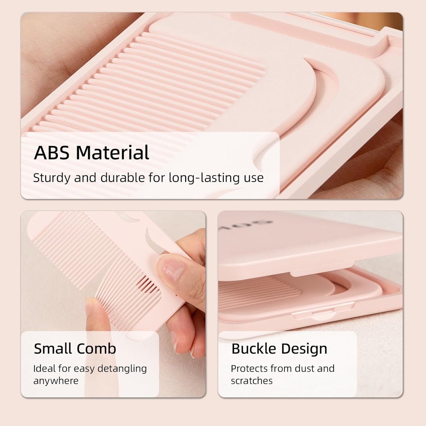 Folding Mirror with Comb - Compact & Portable Travel Set for Women & Girls | Pink