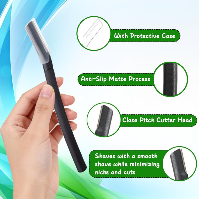 Hxcioy 16 Female Facial Razors, Gentle Skin Exfoliating Precision Blades, Professional Facial And Eyebrow Hair Removal Device, Black