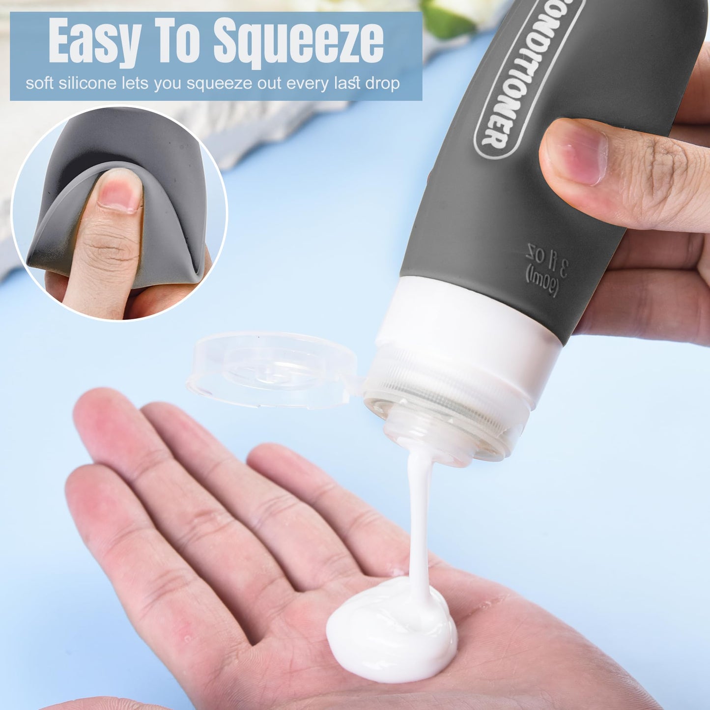 YNSHOUNA Pre-printed Silicone Travel Bottles for Toiletries 3oz