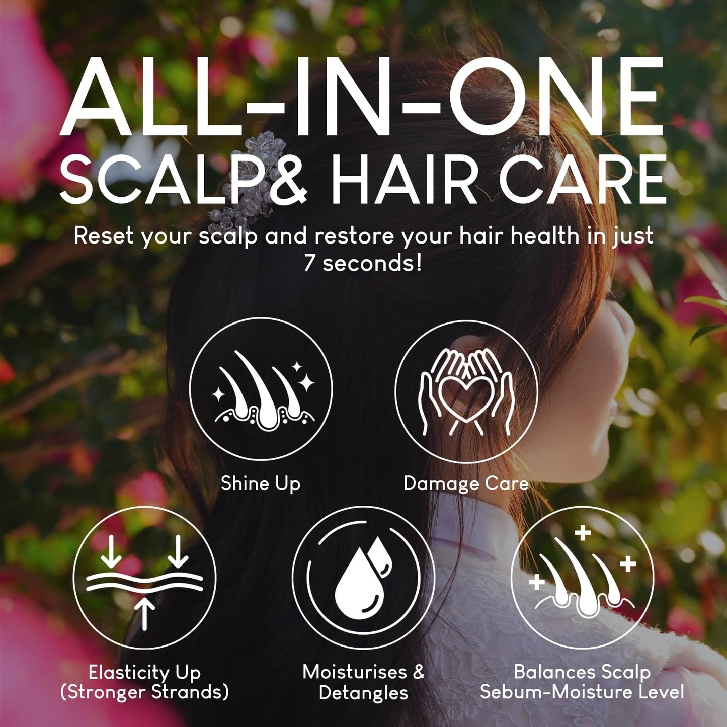 Jung Beauty 7 Second Instant Nourish Water Treatment Hair Conditioner Rinse Out Moisturizing Scalp Care with Camellia Flower Oil Weightless for Dry Frizzy Coarse Strands 500ml 16.9 fl oz