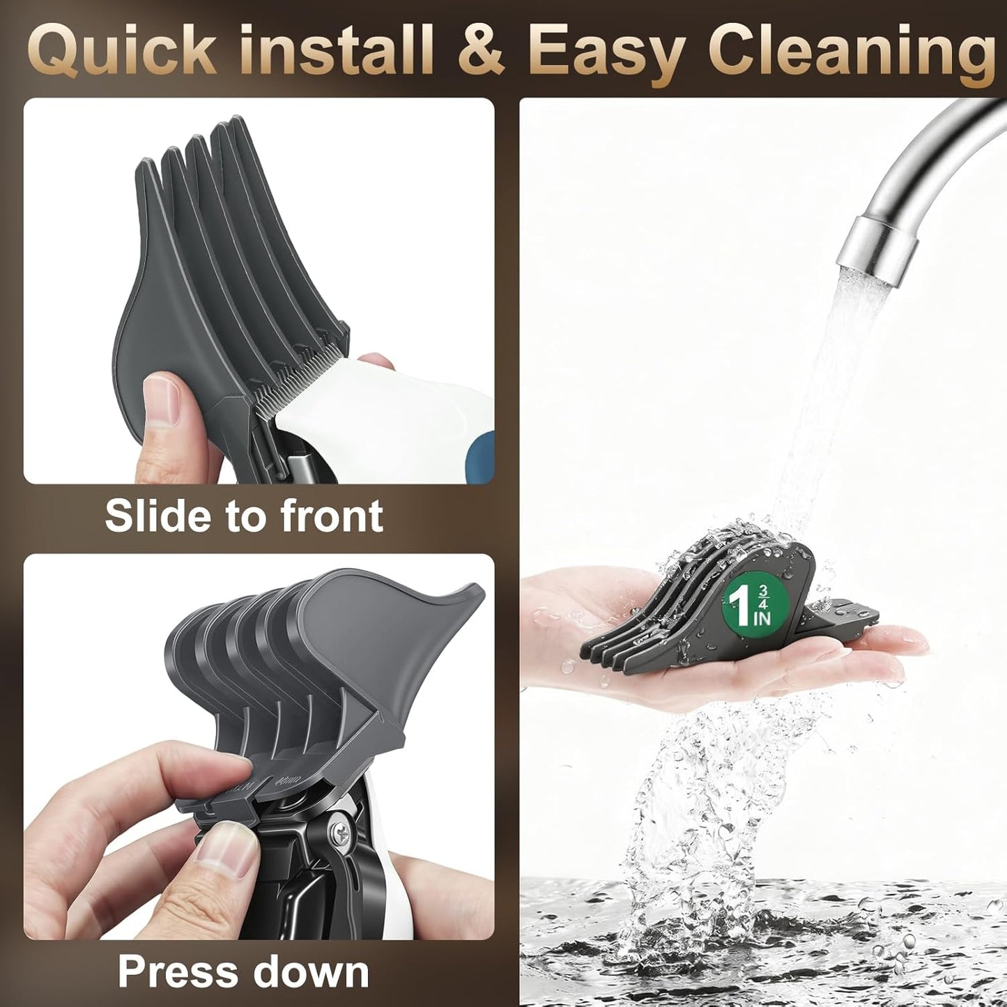 Clipper Guards Set - 4 Pack Replacement Guides for Wahl Clippers | 1.25", 1.5", 1.75", 2" Gray