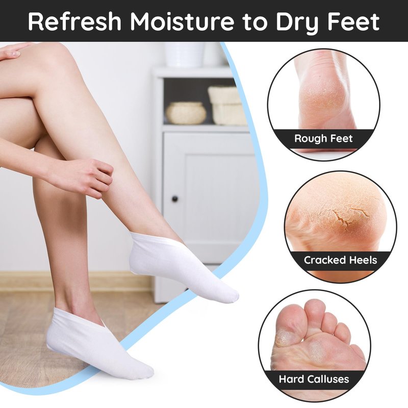Segbeauty 12 Count Lotion Cotton Socks for Dry Cracked Feet Women, 6 Pairs Moisturizing Socks for Dry Feet, Sleep Sock for Cracked Heel Repair Overnight, Sleeping Foot Care Spa Gel Heel Protectors