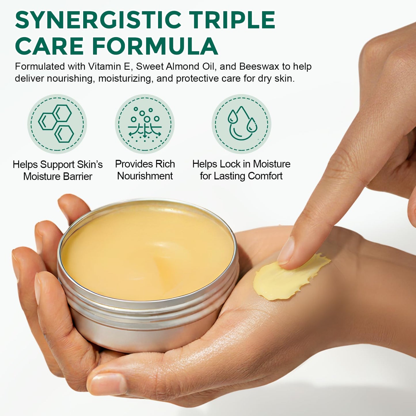 Tea Tree Balm for Dry Itchy Skin, Natural Tea Tree Oil Salve for Cracked Heels, Feet, Hands & Body, Moisturizing Herbal Skin Repair Balm with Aloe Vera, Eucalyptus, Green Tea & Vitamin E, 2 oz