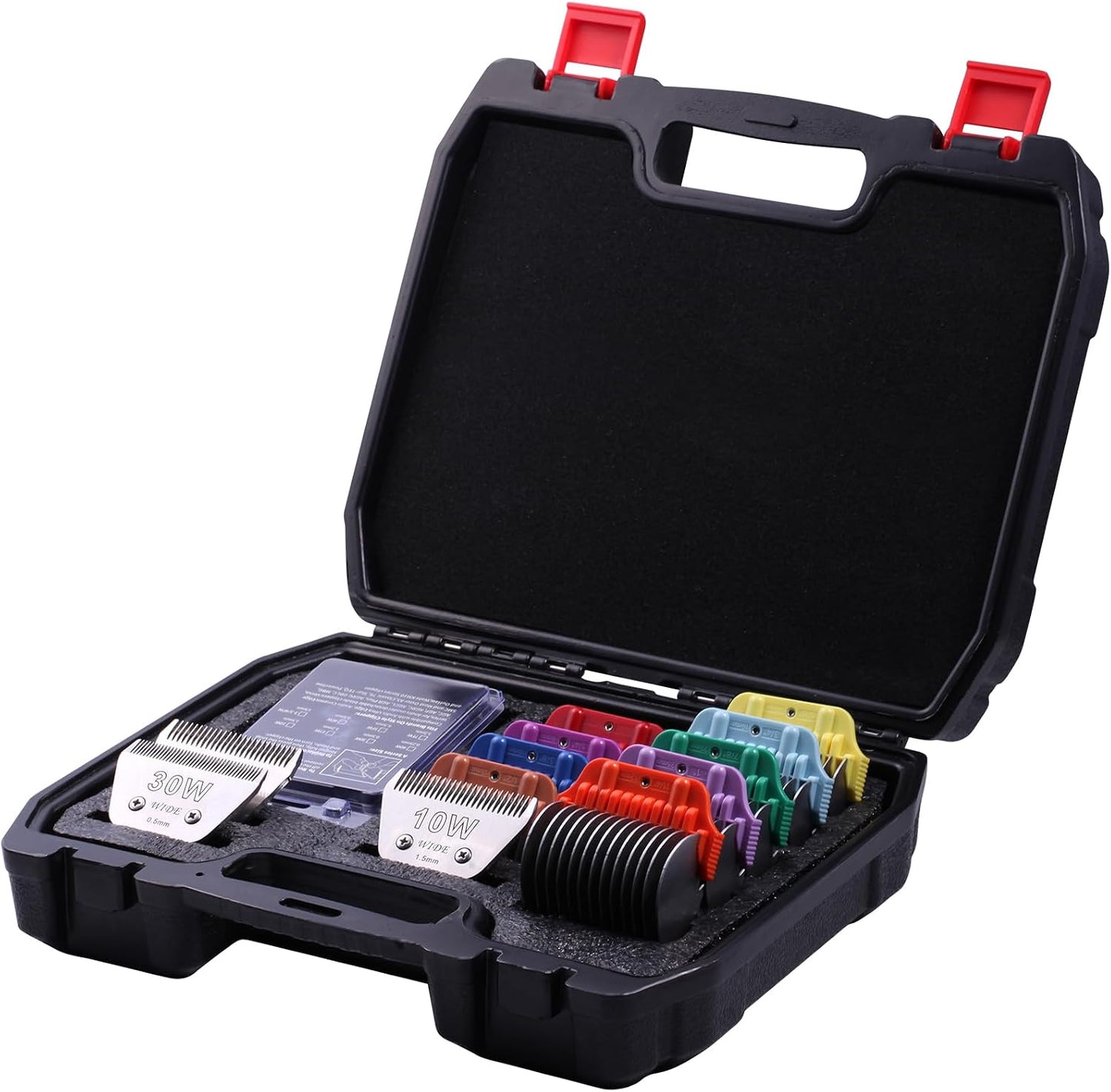 Wide Clipper Blade Set - 12-Piece Stainless Steel Dog Grooming Combs | Snap-On/Off Design for A5 Series 10W/15W/30W