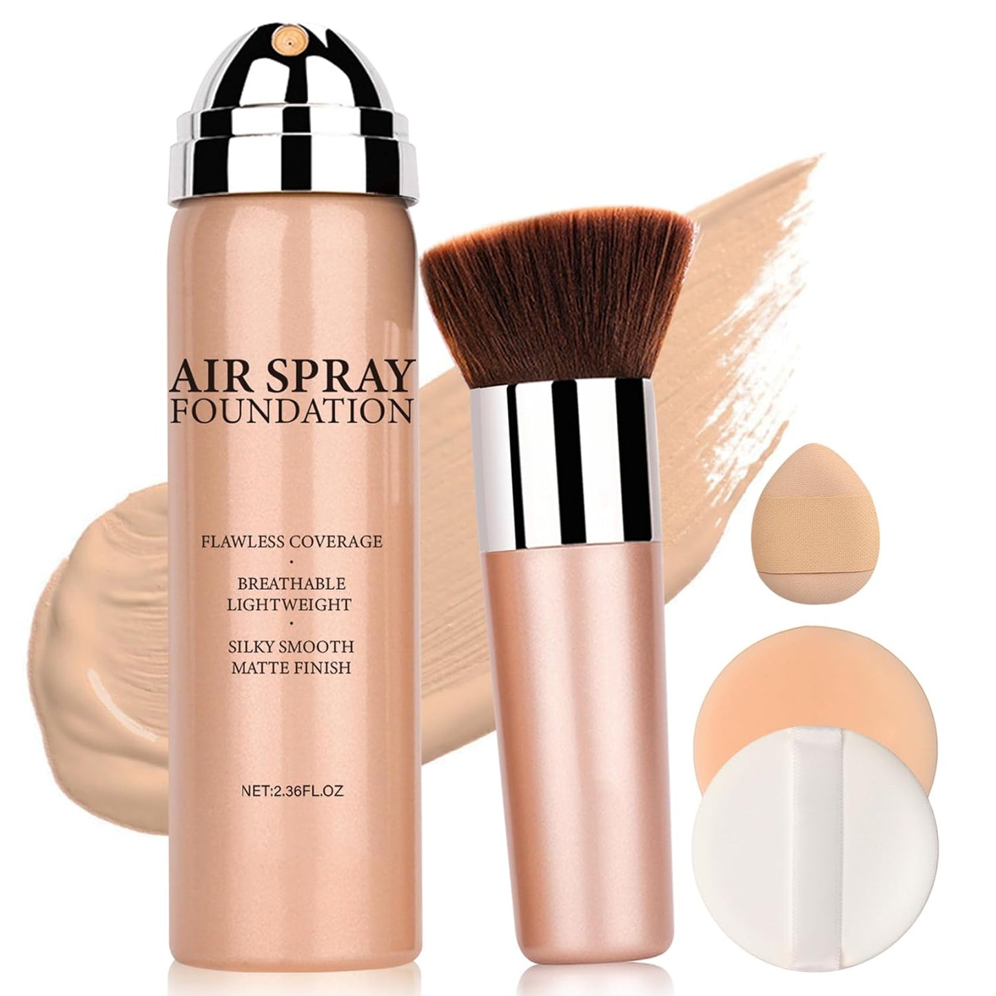 Flawless Airbrush Makeup Foundation - Lightweight & Buildable Coverage for Mature Skin | 02 Beige