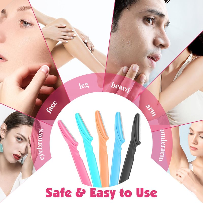 Phyyixs 100 Pcs Eyebrow and Face Razors for Women and Men, Multi-Color Facial Shavers with Protective Covers, Safe for Beginners