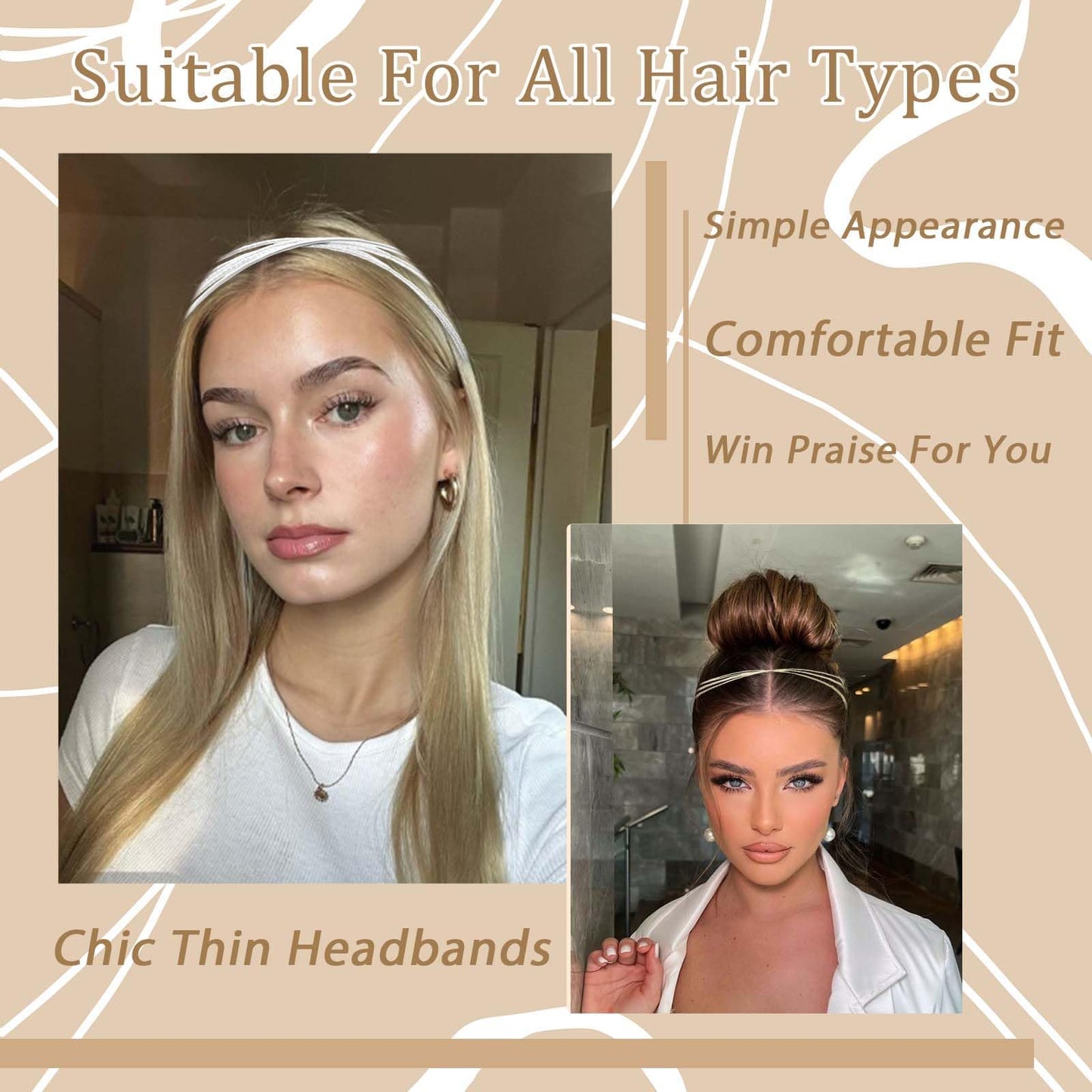 STGDAK Gold Headband Elegant Metal Headbands Multi Layers Silver Headpiece Fashion Hairband Row Wire Head Bands Cute Hair Accessories For Women Girls 2 Pack
