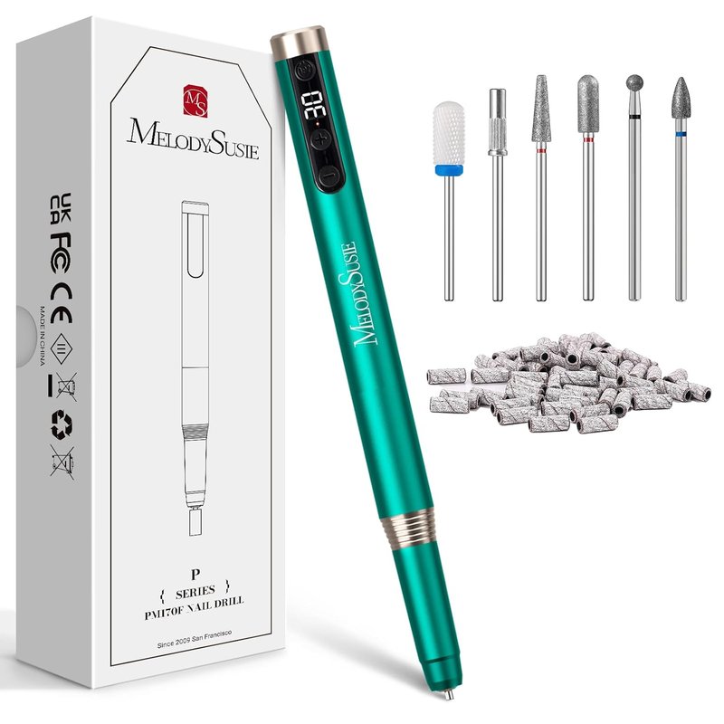 MelodySusie Ultra-Slim Cordless Nail Drill - 30000RPM Portable Electric File with LED Display for Manicure & Gel Removal