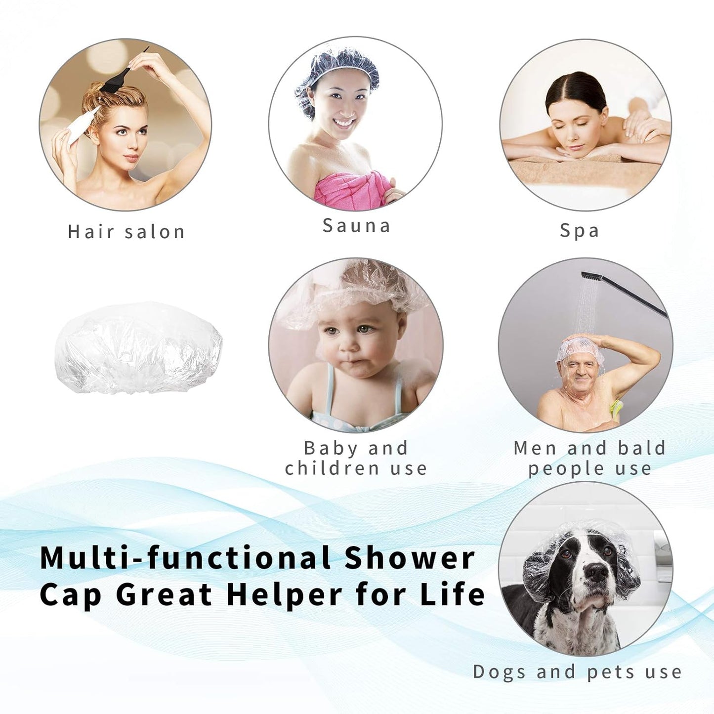 Larger Disposable Shower Caps - Thicker Waterproof Plastic Hair Caps for Women | Spa, Home, Travel Use - 100PCS
